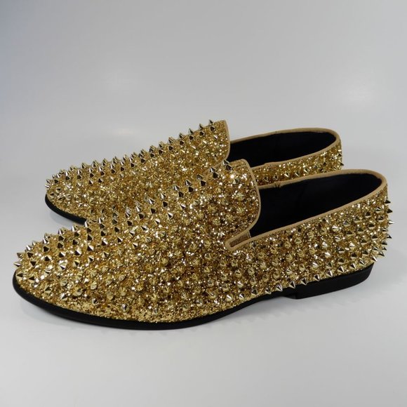 J75 BY JUMP Luxor Spike Studded Men\'s Slip-On Loafer Shoes Size 11 Gold NEW main image 8